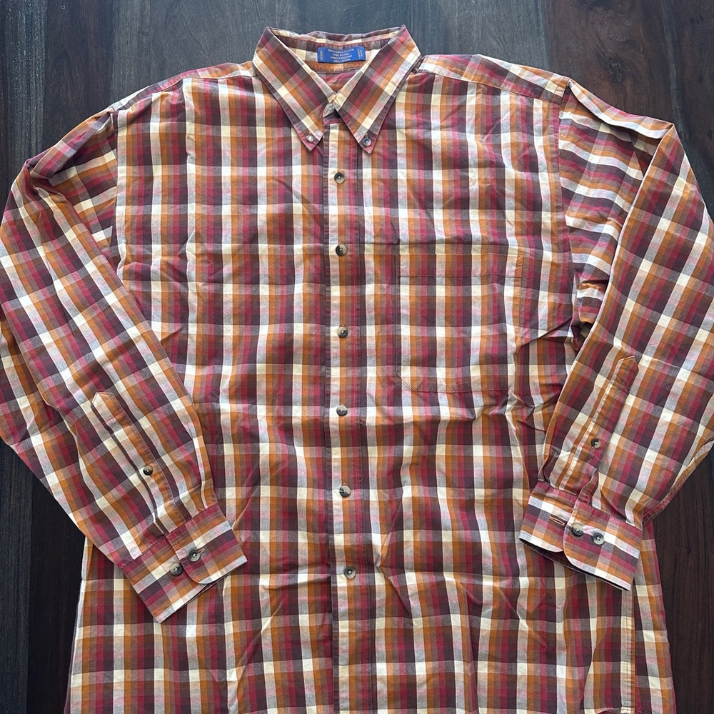 Pendleton Red and Brown Dress Shirt with Plaid Pattern